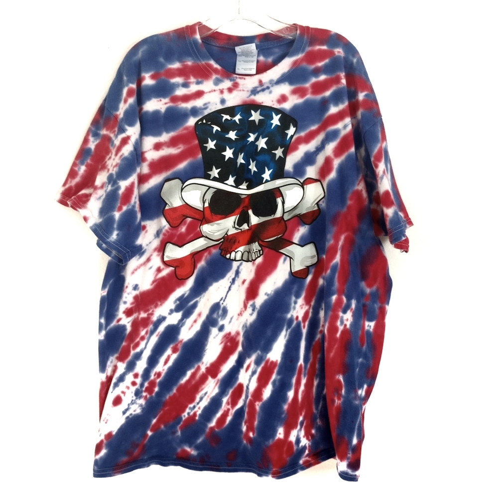 Tie Dye Uncle Sam Skull Shirt Size XL